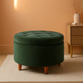 Handcrafted Loden Green Velvet Storage Ottoman 28In-0