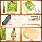 Green Candle Warmer Lamp Dual Bulbs Dimmable Feature