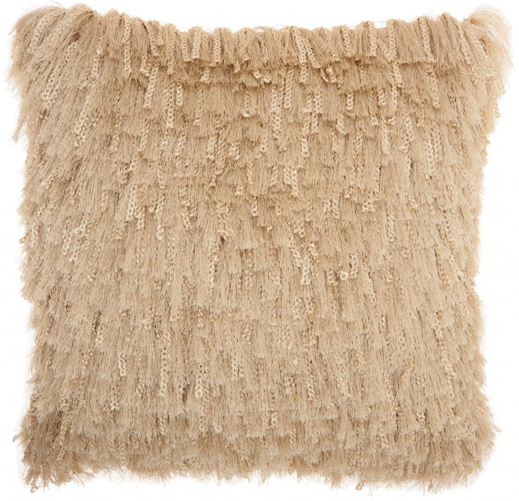 Soft Beige Shag Accent Pillow-1