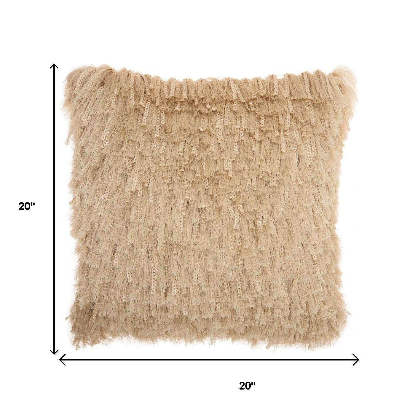 Soft Beige Shag Accent Pillow-5