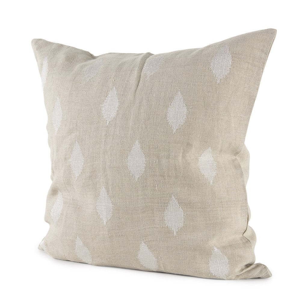 Beige And White Patterned Pillow Cover-0