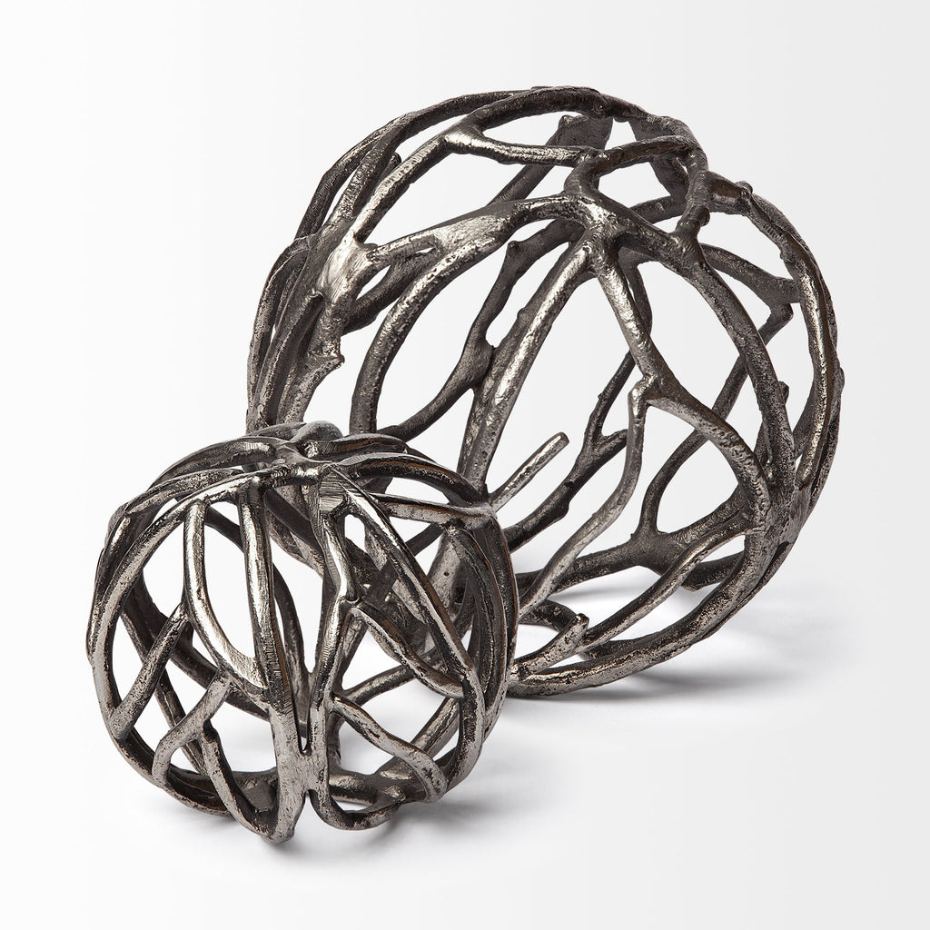 Petite Silver Metal Tree Branch Sculpture-1