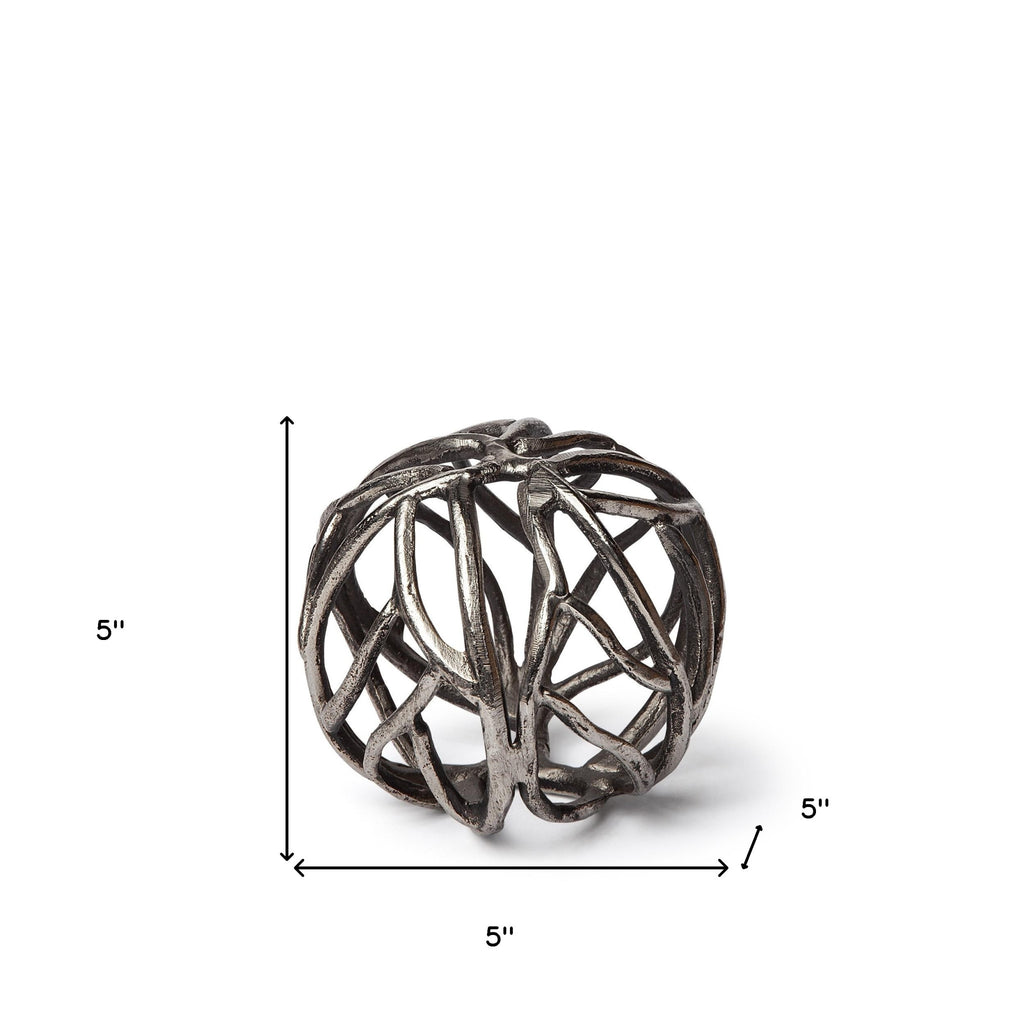 Petite Silver Metal Tree Branch Sculpture-6