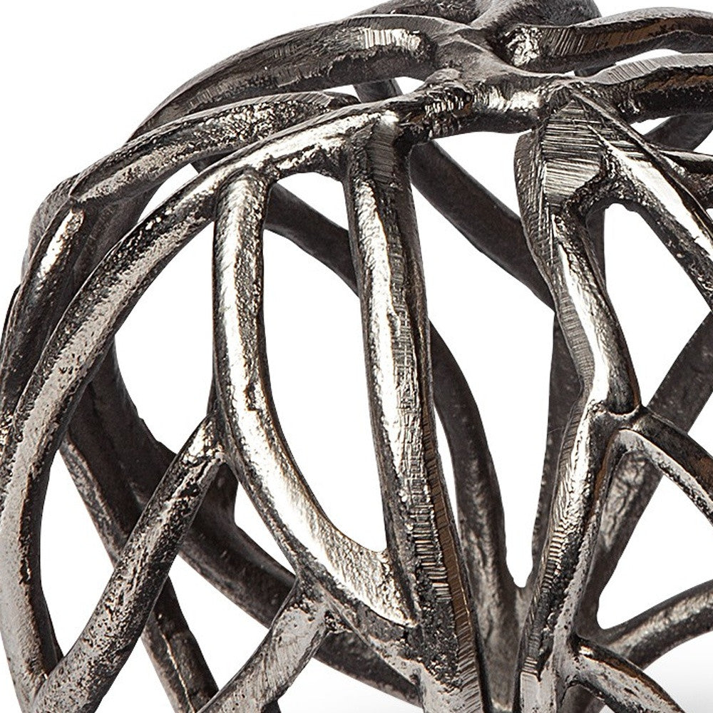 Petite Silver Metal Tree Branch Sculpture-3