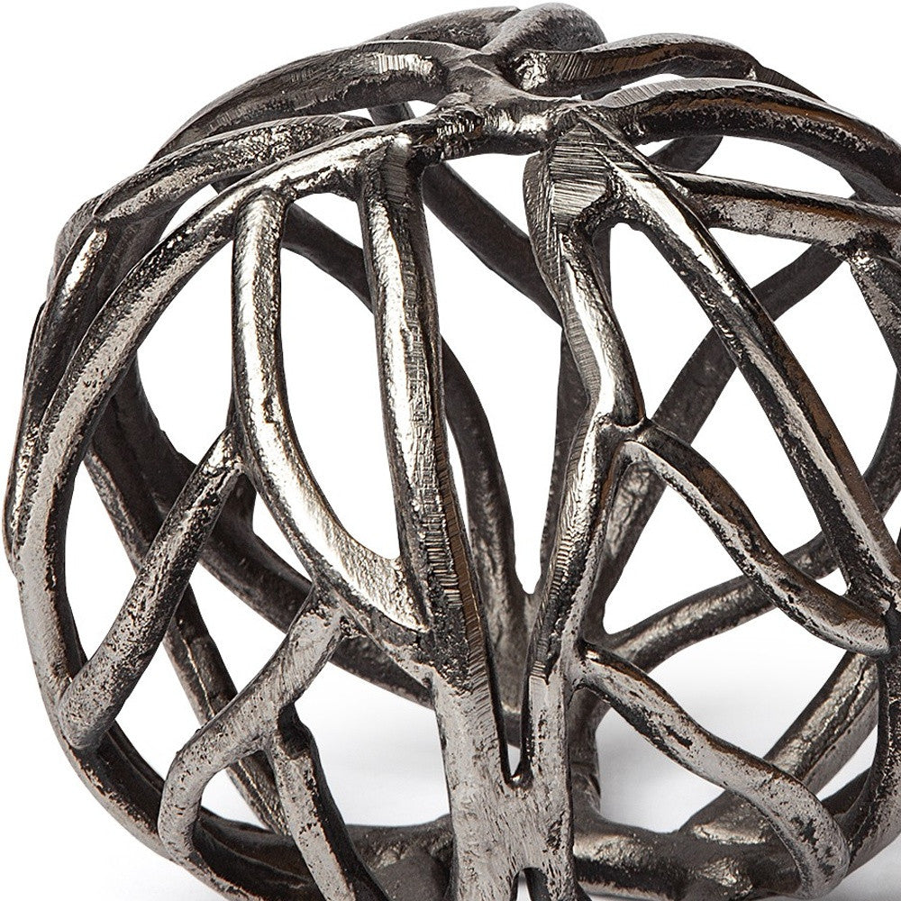 Petite Silver Metal Tree Branch Sculpture-4
