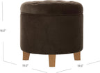 Brown Velvet Upholstered Ottoman With Concealed Storage-2