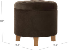 Brown Velvet Upholstered Ottoman With Concealed Storage-2