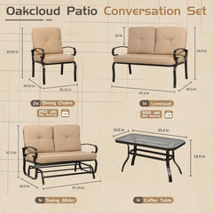 Five Piece Outdoor Metal Patio Furniture Conversation Set-2