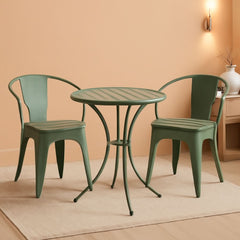 Colmar Outdoor Iron Bistro Set 3 Piece Matte Green-0
