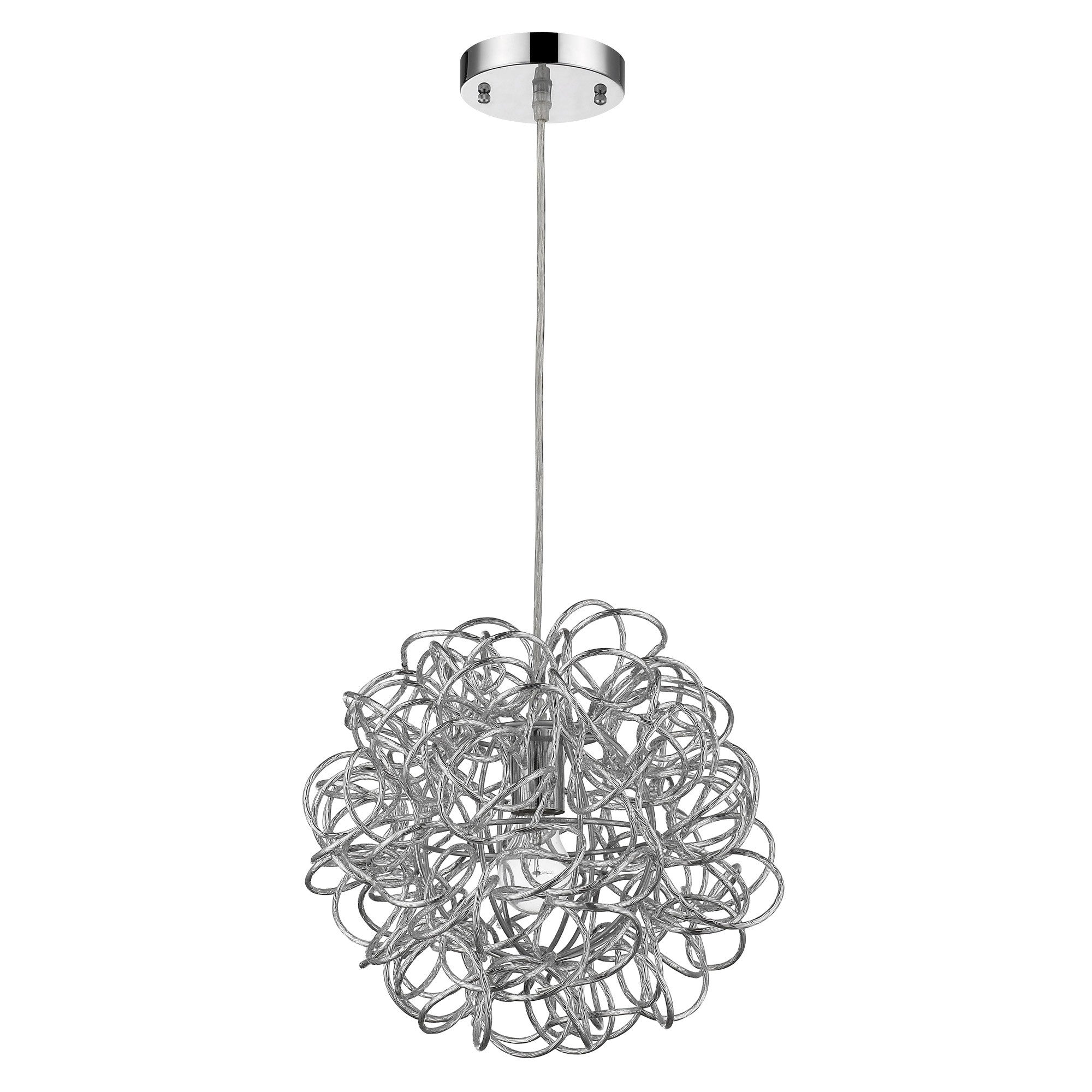 Mingle 1-Light Polished Chrome Pendant With Faceted Chrome Aluminum Wire Shade-0