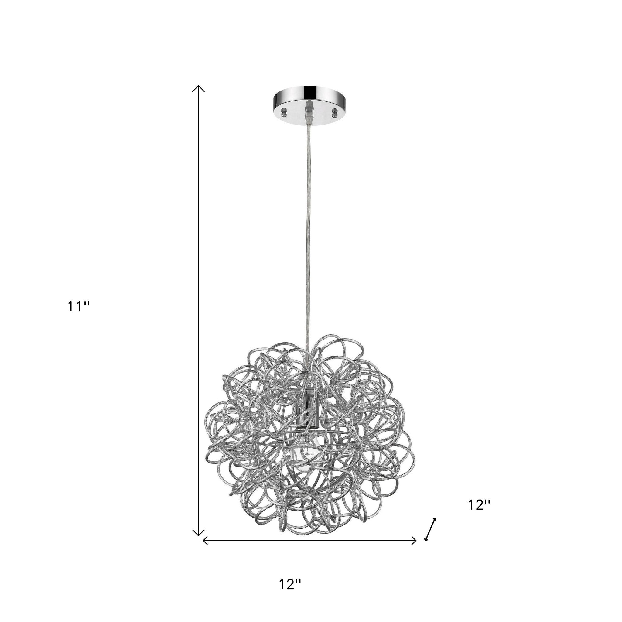 Mingle 1-Light Polished Chrome Pendant With Faceted Chrome Aluminum Wire Shade-4