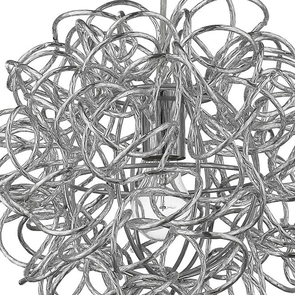 Mingle 1-Light Polished Chrome Pendant With Faceted Chrome Aluminum Wire Shade-3