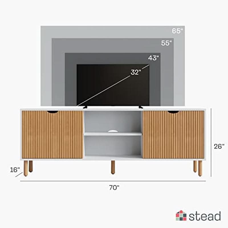 Modern 70 Inch TV Stand With Durable Adjustable Shelves-3