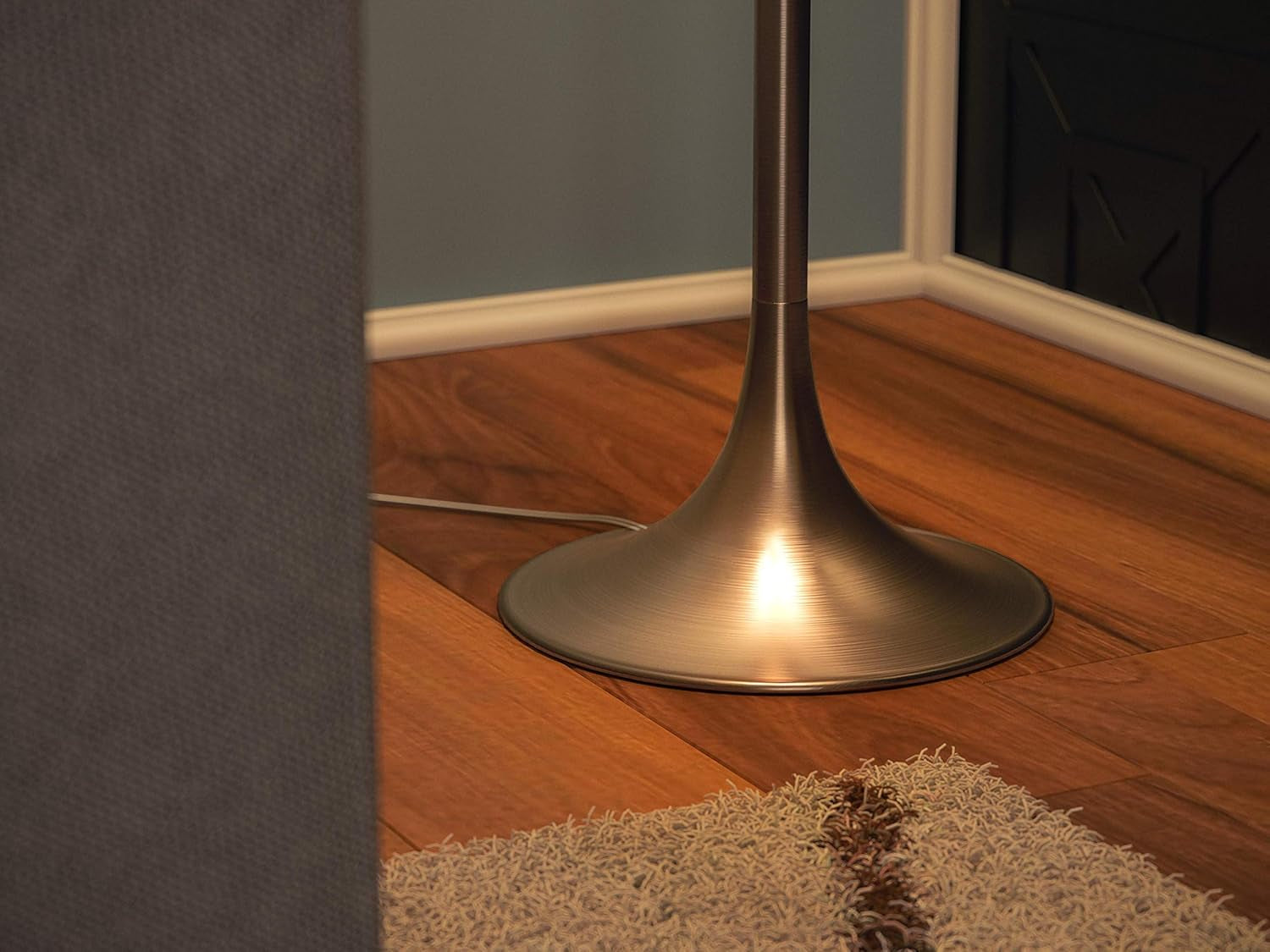Floor Lamp Antique Brass DrumShade Sixty One Inch Height-4