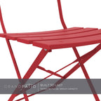 3-Piece Folding Outdoor Bistro Set Red Cushioned Seats-3