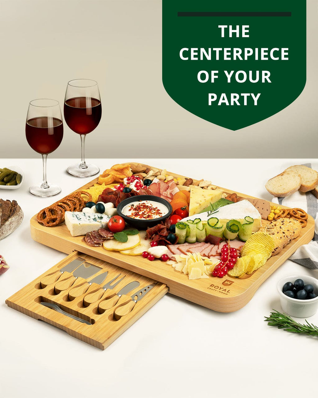 Cheese Board XXL with Cutlery Set-2