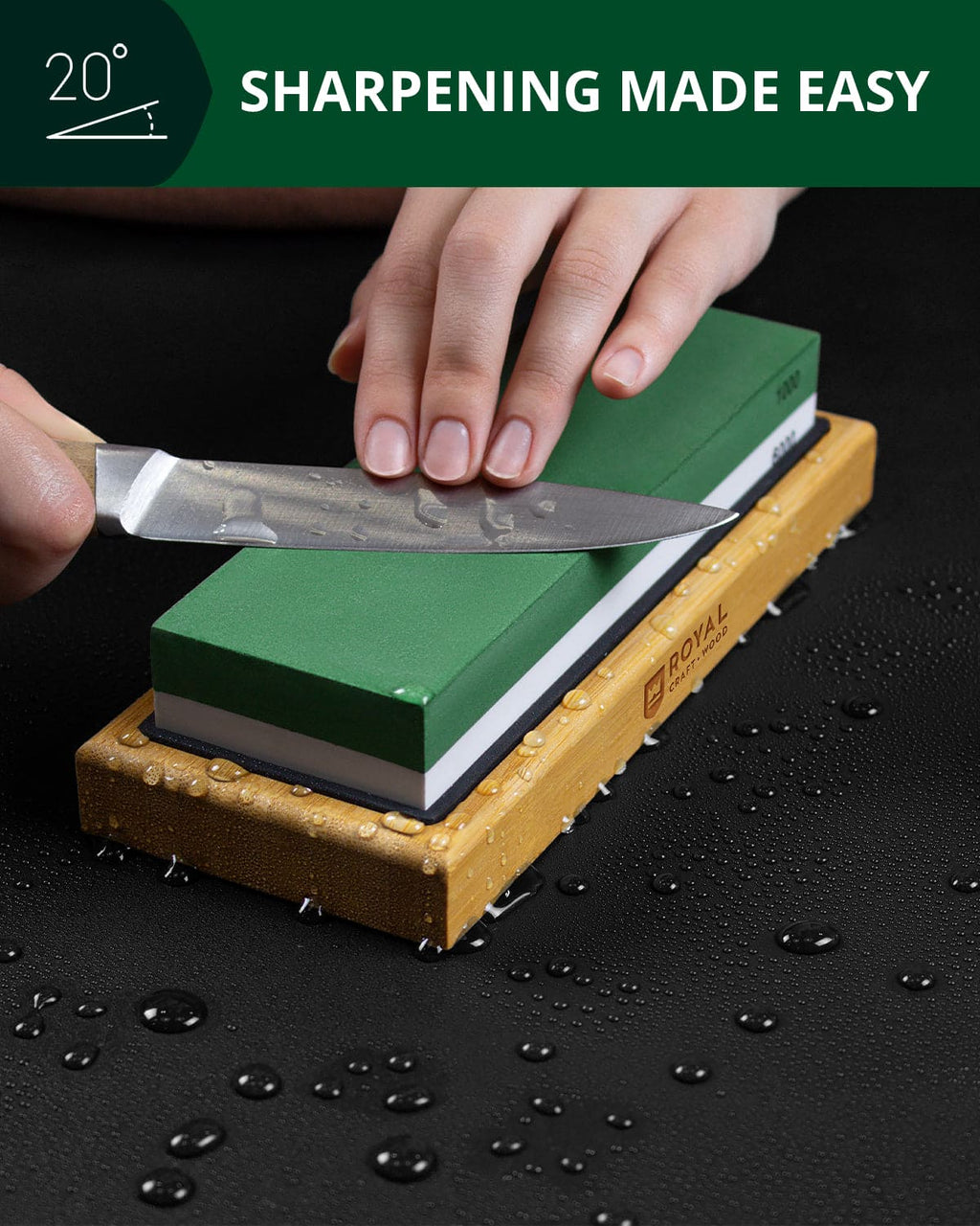 Whetstone Knife Sharpening Kit, White/Green-2