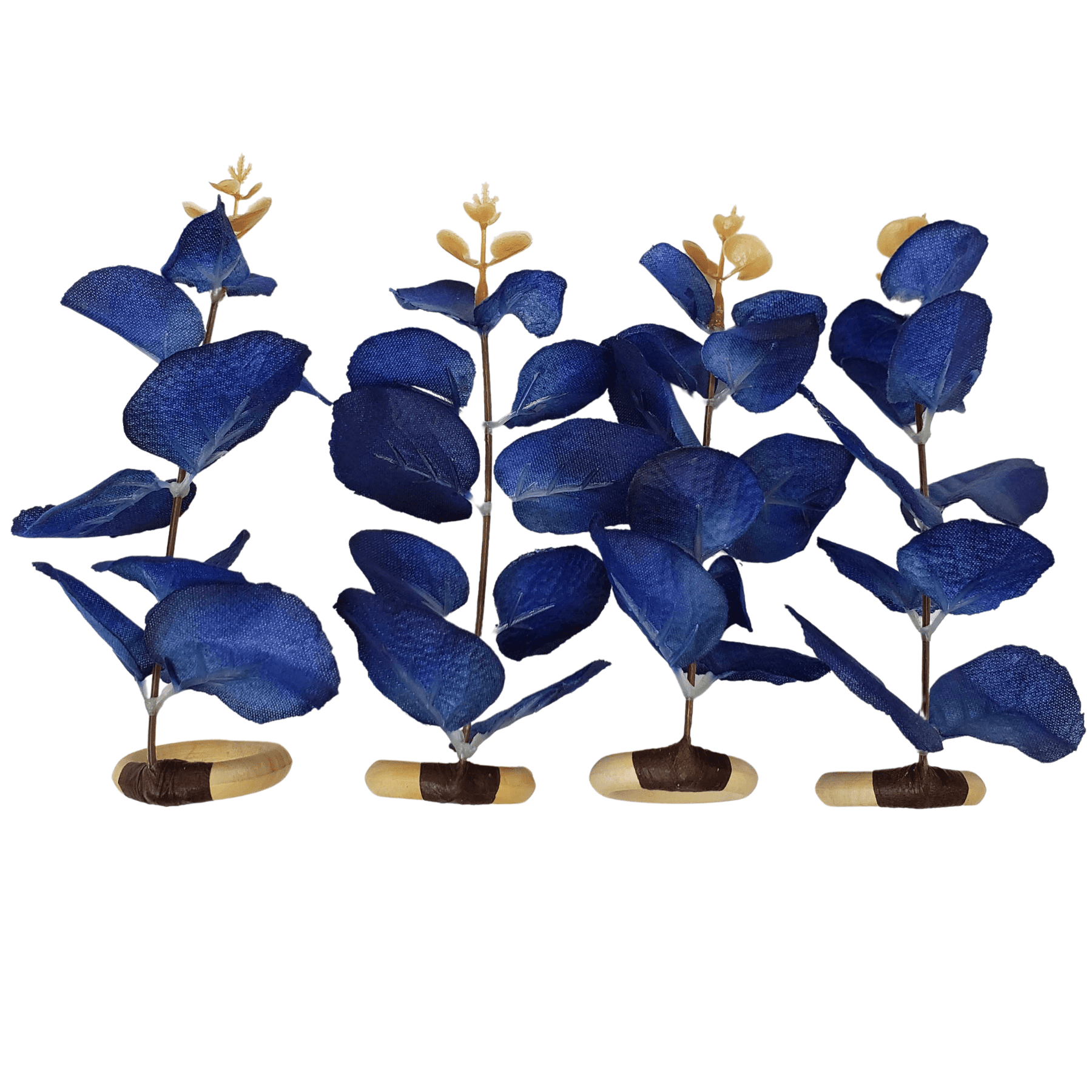 Set 4 Blue Eucalyptus Leaf Napkin Rings, Rustic Napkin Ring, Minimalist Tabledecor, Oriental Tabledeco-3