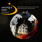 Rotating Whiskey Decanter Globe Set with 2 10OZ Etched Whiskey Glasses