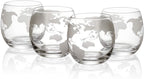 Etched World Decanter Car Whiskey Globe With 4 World Map Glasses-2