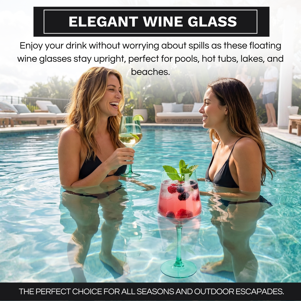 Floating Wine Glasses for Pool - Set of 2-15 OZ (Green)-2