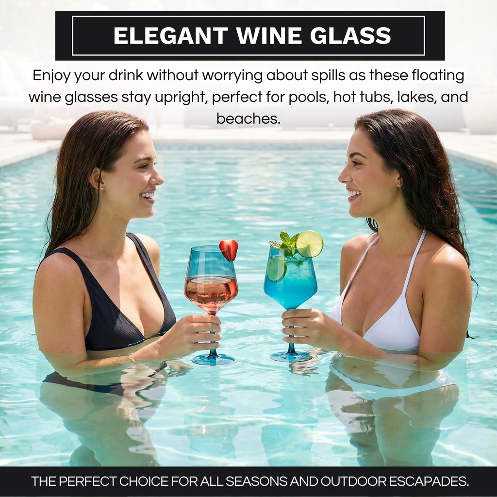 Floating Wine Glasses for Pool - Set of 2-18 OZ (Muted Blue)