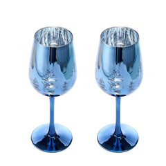 Crystal Christmas Tree Stemmed Wine & Water Glasses - Set of 2-4