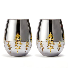 Crystal Christmas Tree Stemless Wine & Water Glasses - Set of 2