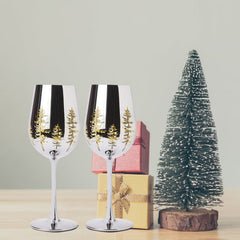Crystal Christmas Tree Stemmed Wine & Water Glasses - Set of 2-3