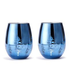 Crystal Christmas Tree Stemless Wine & Water Glasses - Set of 2-0
