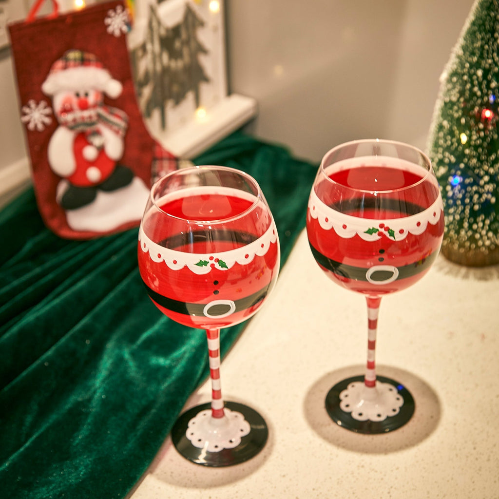 Santa's Elf Stemmed Wine & Water Glasses - Set of 2