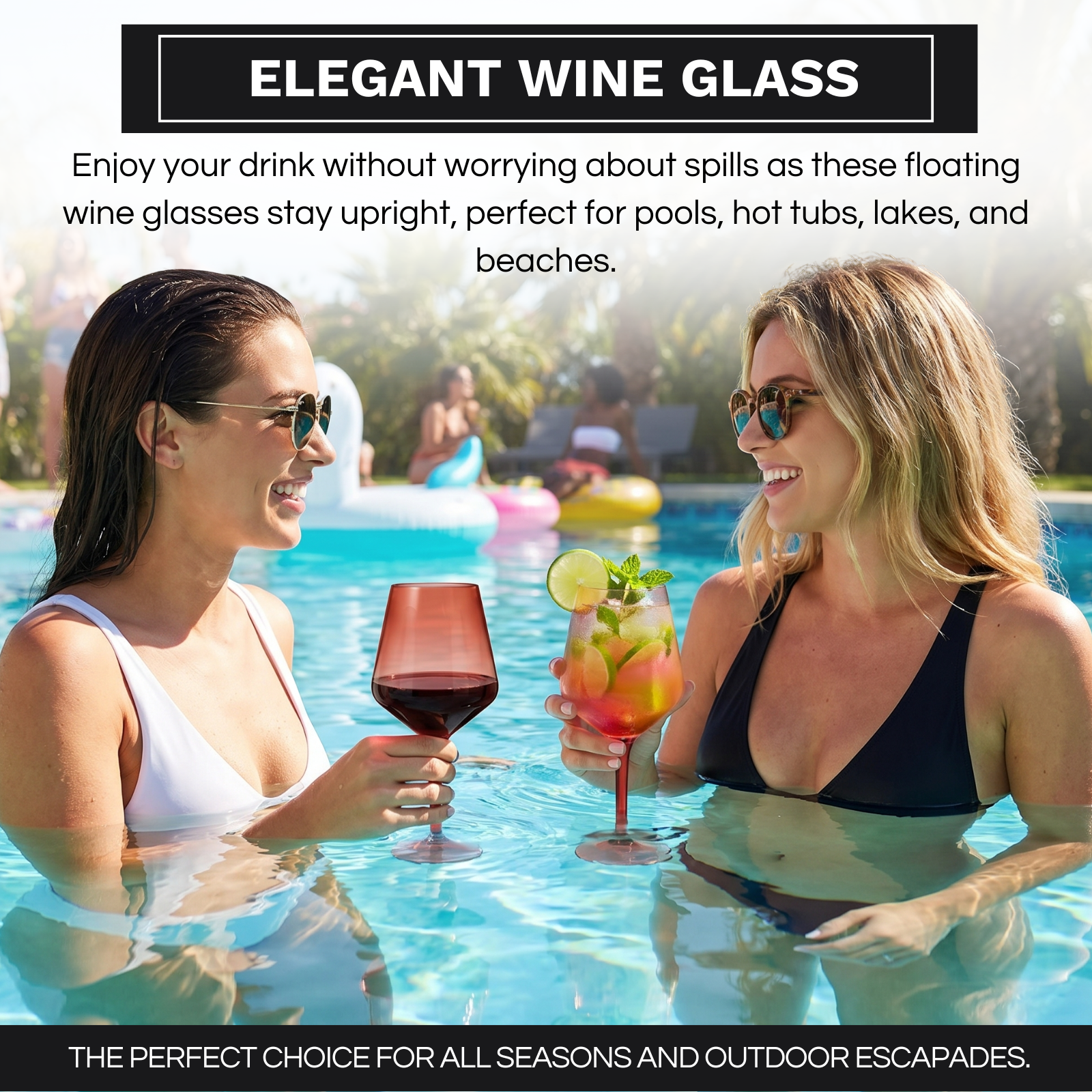 Floating Wine Glasses for Pool - Set of 2-15 OZ (Muted Red)-2