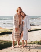 Del Mar Navy Turkish Towel Terry Bathrobe – 100% Turkish Cotton Hooded Unisex Spa Robe (S/M, L/XL)