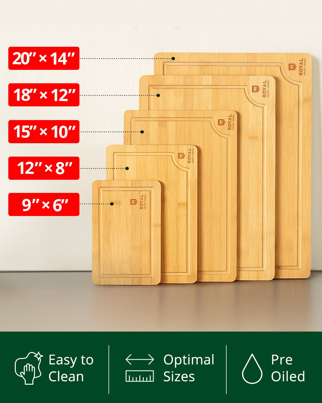 Cutting Board Set of 5, Bamboo-4