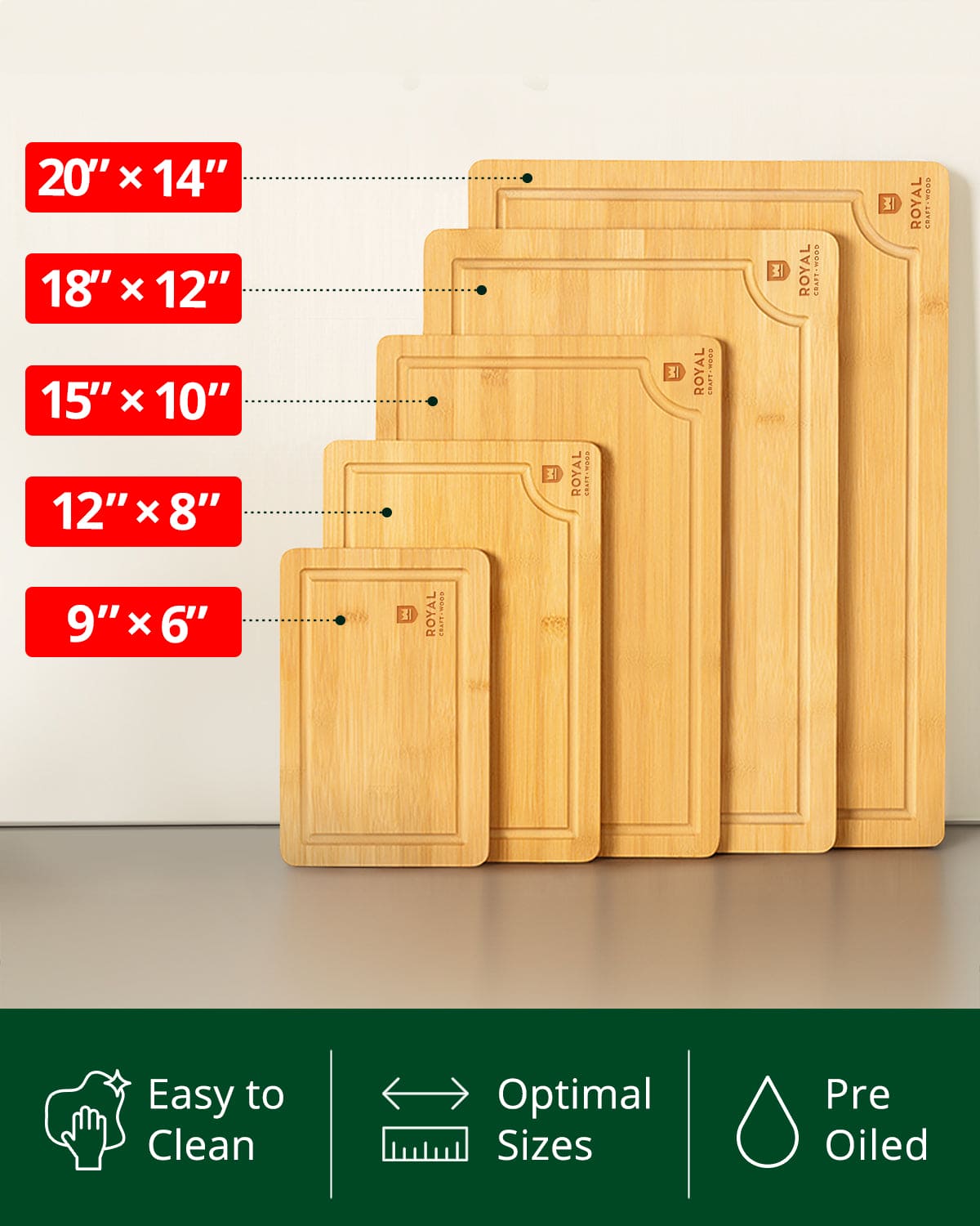 Cutting Board Set of 5, Bamboo-4