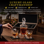 Japanese Crystal Whiskey Decanter Set in Wooden Storage Box