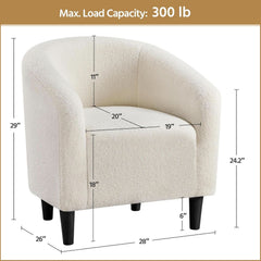 Ivory Barrel Chairs Boucle Living Room Duo Two Piece Set