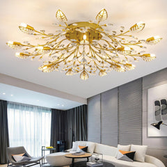 Crystal Luster Ceiling Light Chandelier Semi Flush-3