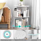 Rotating Bookshelf 2 Tier White Narrow Corner Swivel-1
