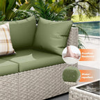 Patio 7 Piece PE Wicker Sectional Sofa Set Table Green-1