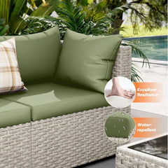 Patio 7 Piece PE Wicker Sectional Sofa Set Table Green-1