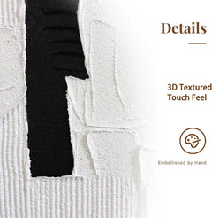 Framed 3D Textured Black And White Premium Canvas Artwork-2