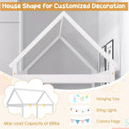 Twin House Bed Frame With Roof Canopy Montessori For Kids-4