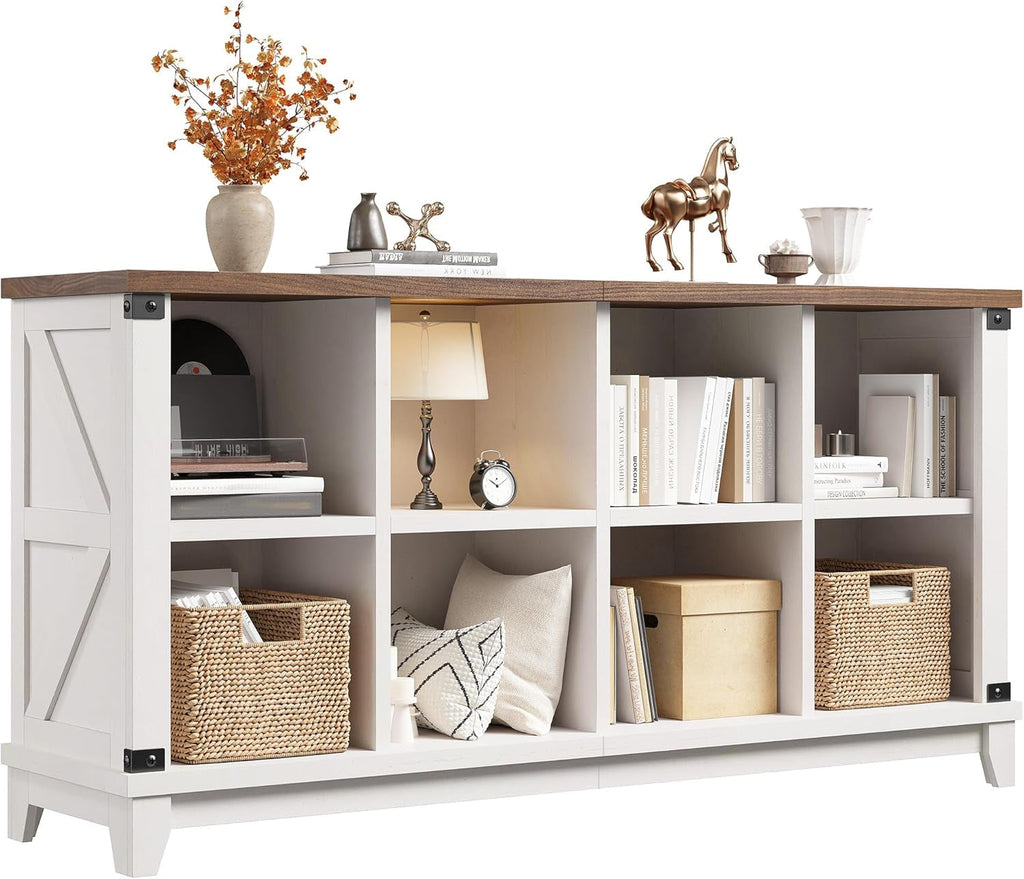 White Farmhouse Eight Cube Storage System Display Shelf-0