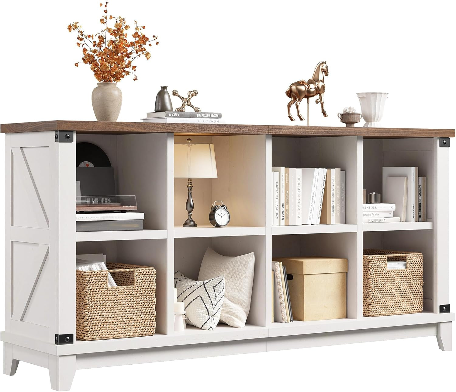 White Farmhouse Eight Cube Storage System Display Shelf-0