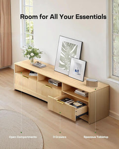59-Inch TV Stand For 65-Inch Televisions Natural Oak Finish-3