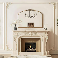 Arched Gold Wall Mirror 40x30 Inches Vintage Ornate-0