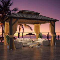 10x12 Hardtop Gazebo Weatherproof Aluminum Frame Patio-0