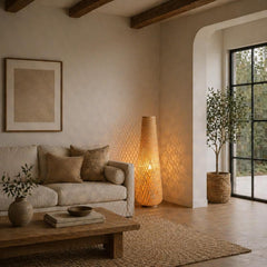 Bamboo Floor Lamp Large Woven Boho Ambient Luminaire XL-3