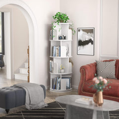 Rotating Corner Bookshelf 360 Degree White Storage-1